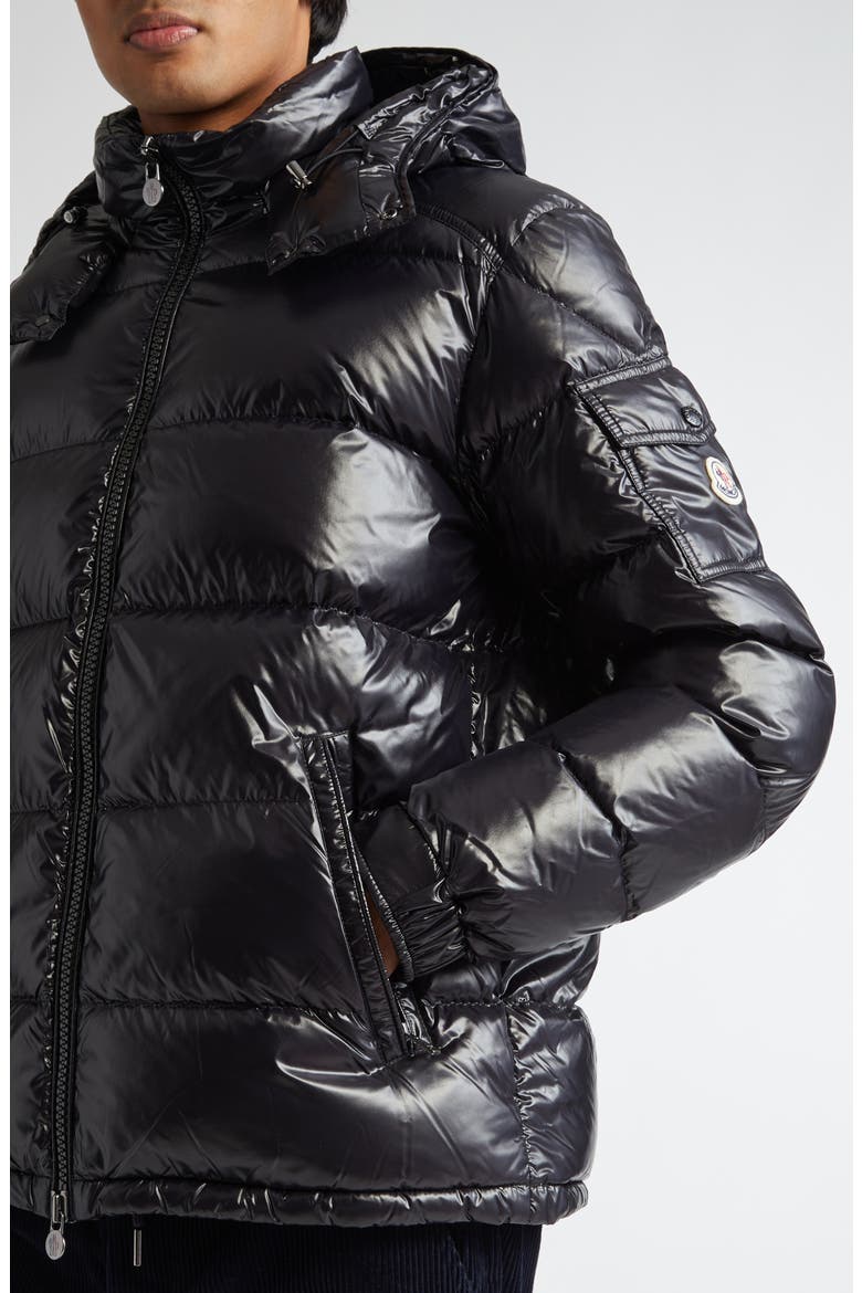 Maya Lacquered Nylon Down Jacket, Alternate, color, BLACK/BLACK