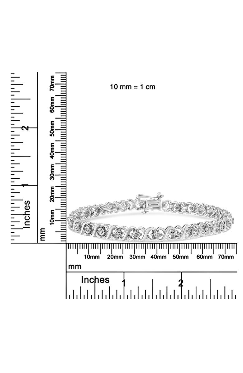 Haus of Brilliance Silver 1/6 Cttw Miracle Set Diamond Infinity Link and Station Tennis Bracelet, Alternate, color, White