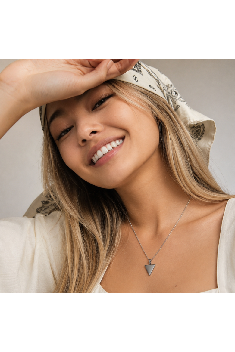 Corinne Sterling Silver 0.01 Ct Diamond Triangle Pendant, Alternate, color, 925 Sterling Silver