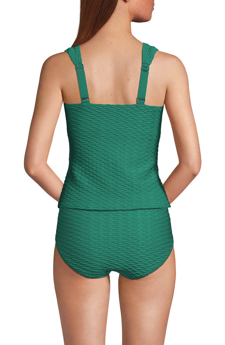Lands' End Texture Square Neck Tankini Swimsuit Top Adjustable Straps, Alternate, color, Island Emerald