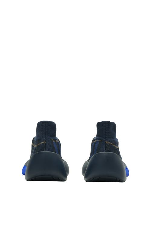 Burberry Check Knit Neptune Sneakers In Midnight
