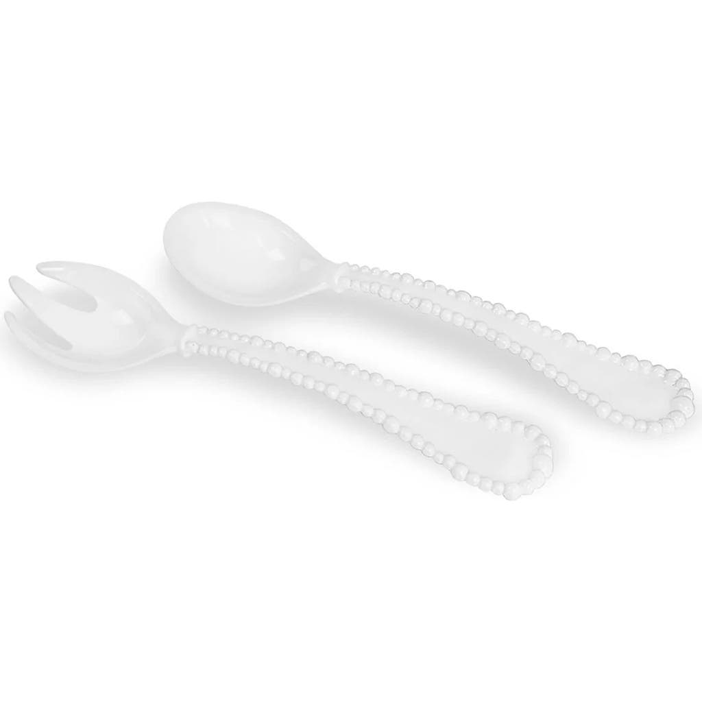 Beatriz Ball Collection Vida Alegria Large Salad Servers In White