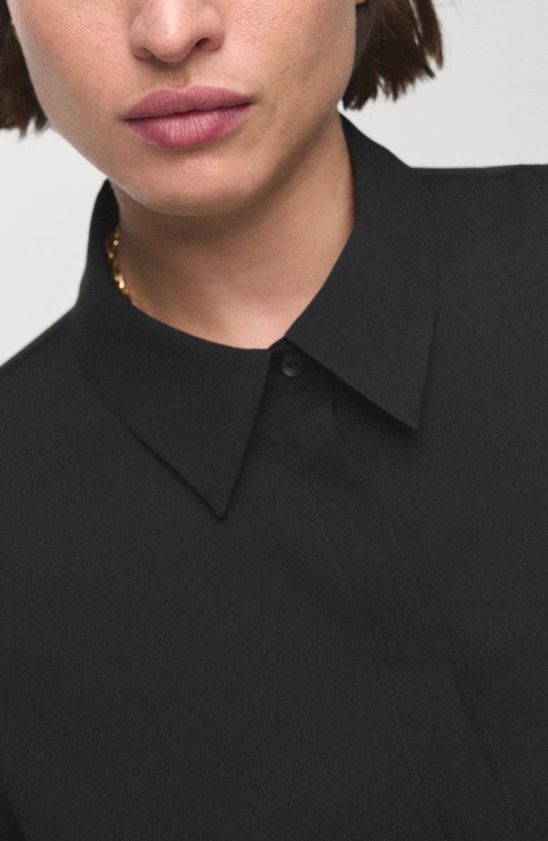 MANGO Print Button-Up Shirt, Alternate, color, Black