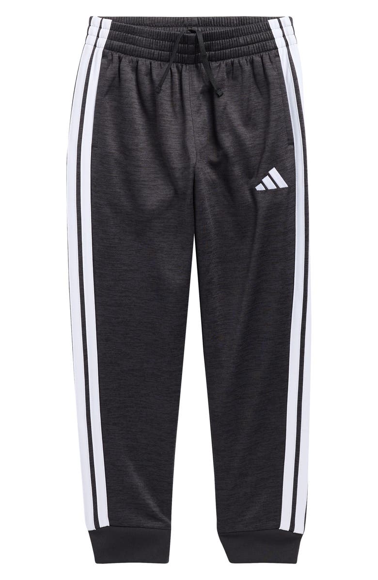 adidas Kids' 3-Stripe Mélange Fleece Track Pants, Main, color, Black Heather