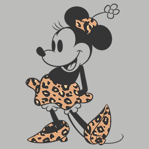 Minnie Mouse Leopard Outfit Graphic T-shirt In Gray