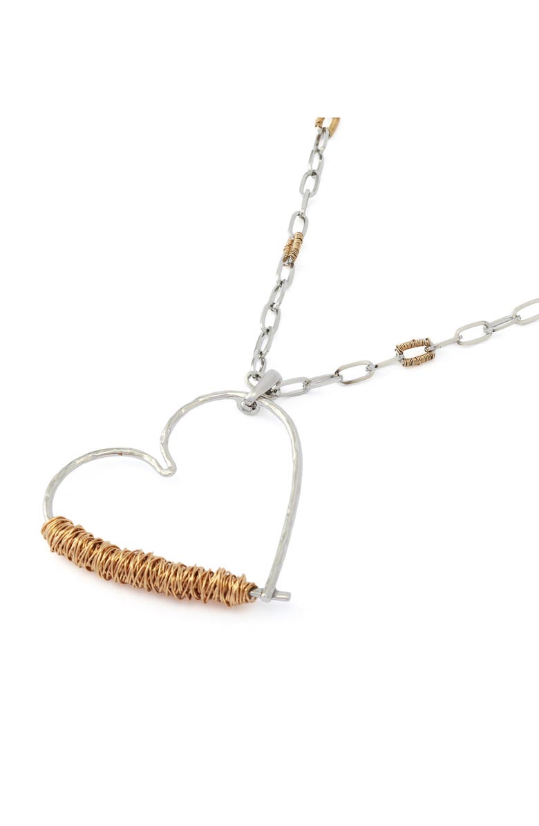 Robert Lee Morris Wire Wrap Heart Pendant Necklace, Alternate, color, Two Tone