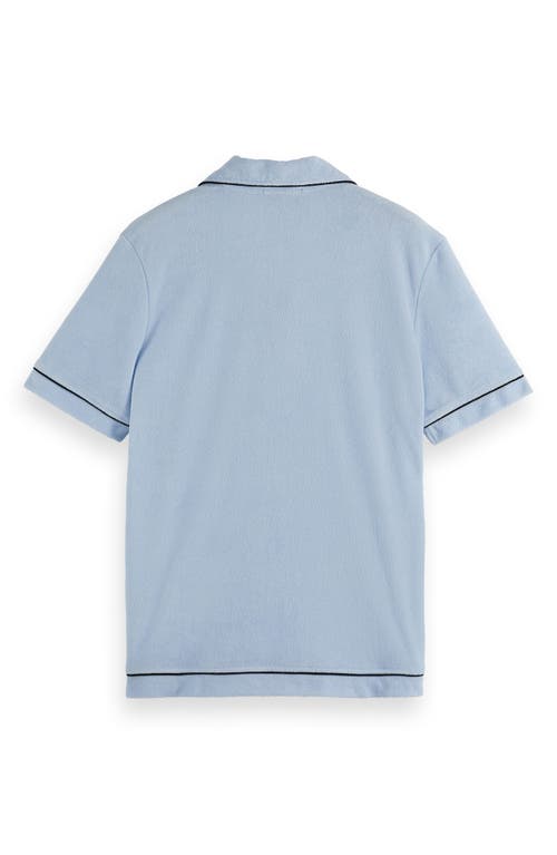 Scotch & Soda Towelling Cotton Terry Polo In Light Shirting Blue