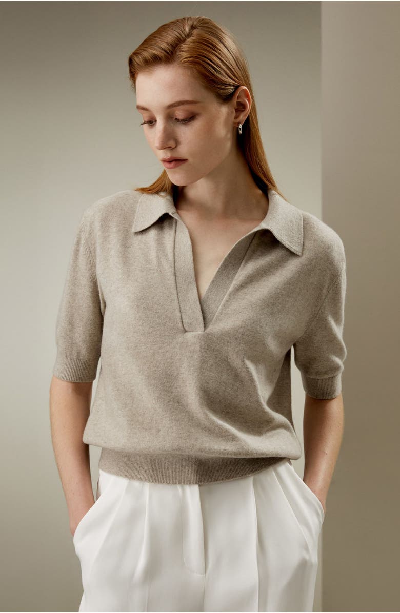 Lilysilk Ultrafine Merino Wool Polo, Alternate, color, Camel