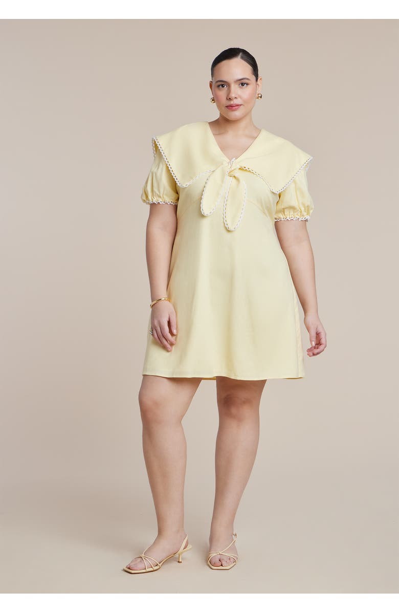 ELOQUII Sailor Collar Mini Dress, Alternate, color, Butter Yellow