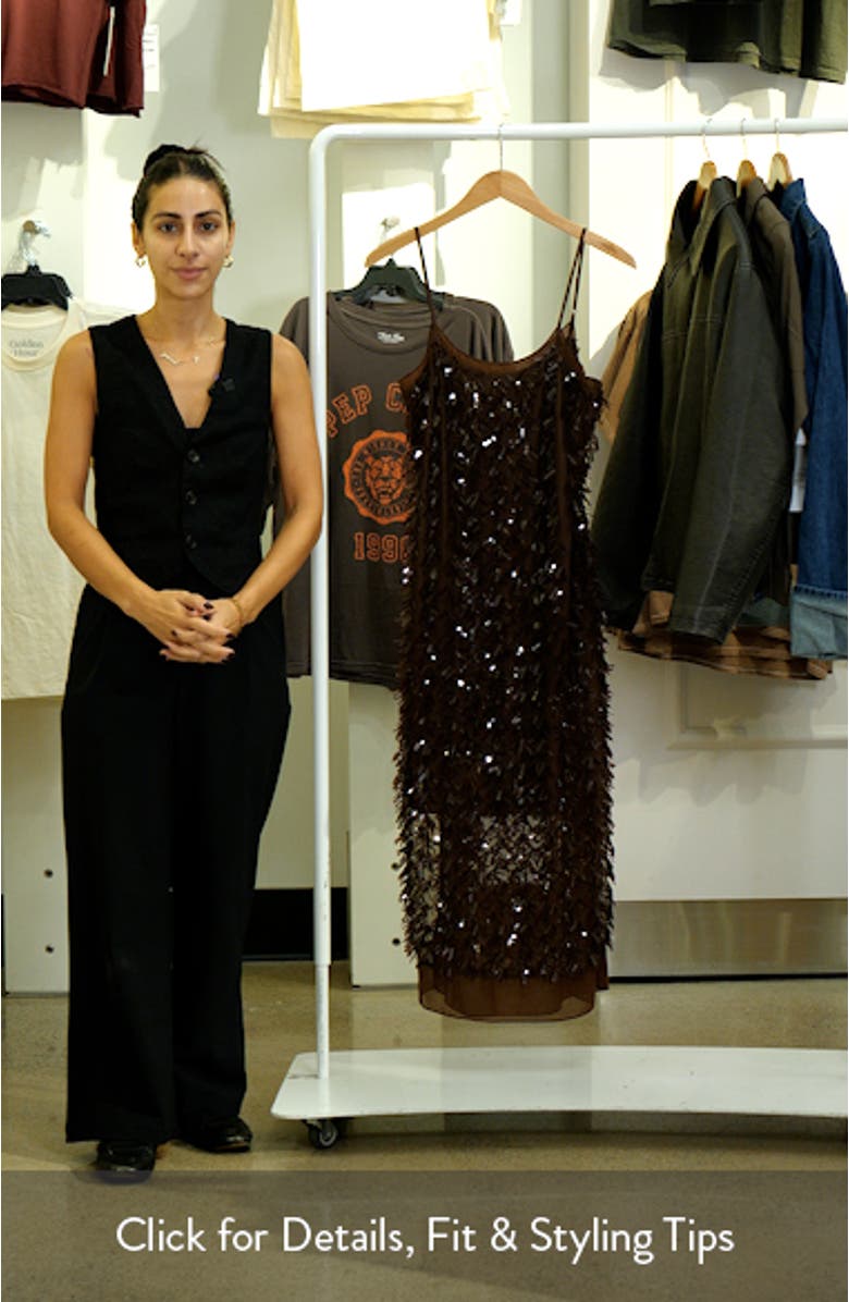 Sequin Fringe Slip Dress, sales video thumbnail