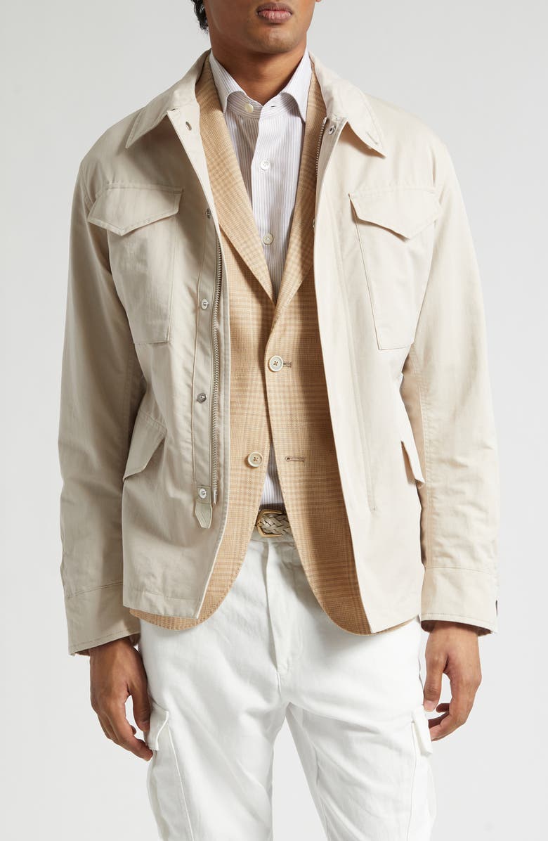 Eleventy Cotton & Silk Field Jacket, Main, color, 02 Sand