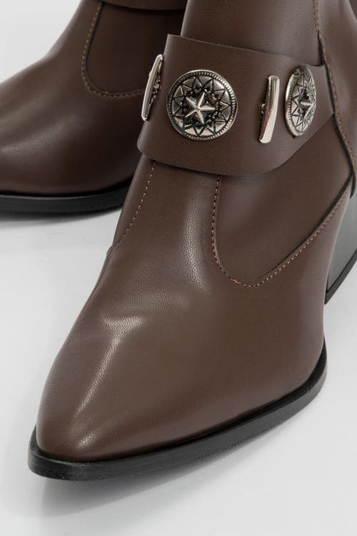 Prologue Shoes Kenda Buckle Block Heel Boot In Brown