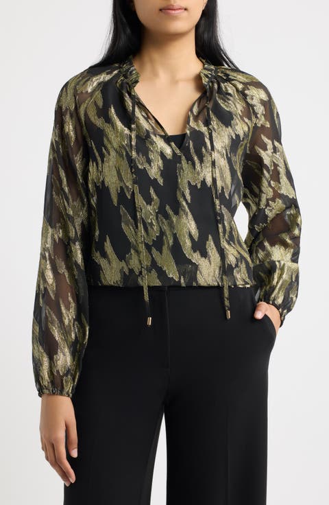 Foil Tie Neck Top