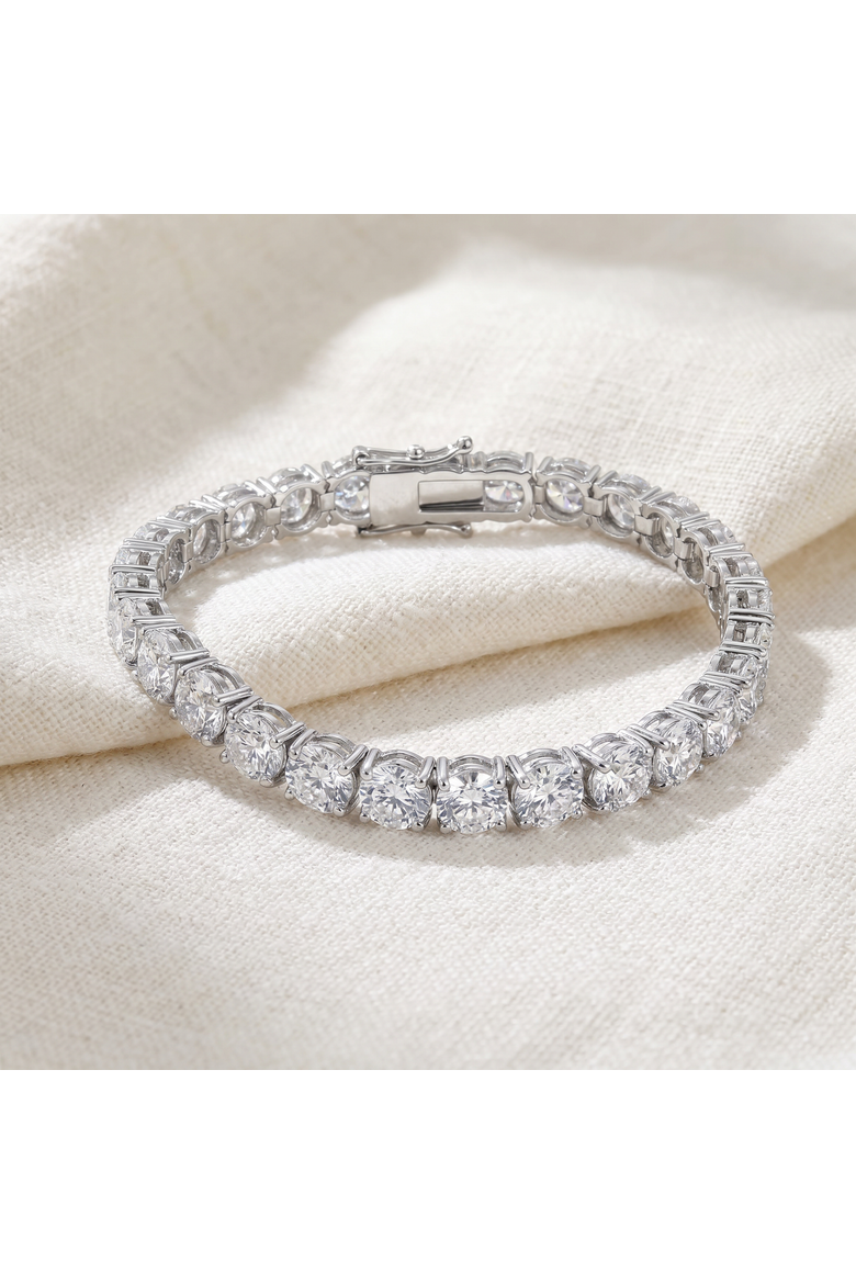 26.94Ct TW Round Diamond 7" Tennis Bracelet 14k Gold Lab Grown, Alternate, color, 14k White Gold