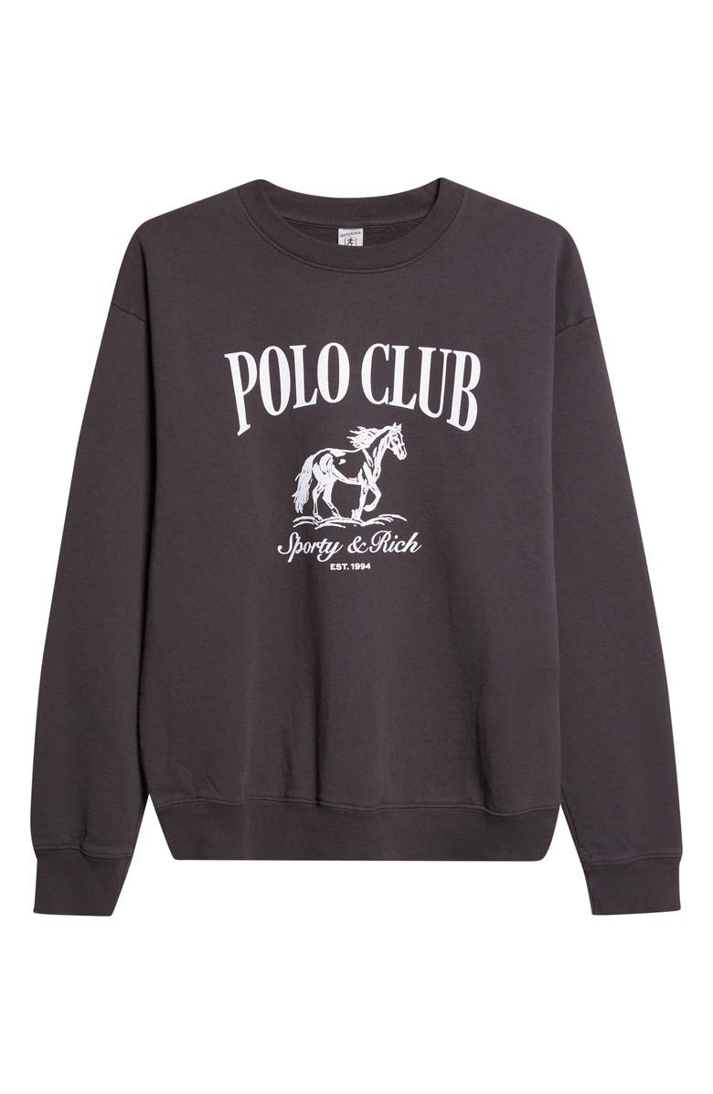 Sporty & Rich Stallion Crewneck Cotton Graphic Sweatshirt, Main, color, Faded Black