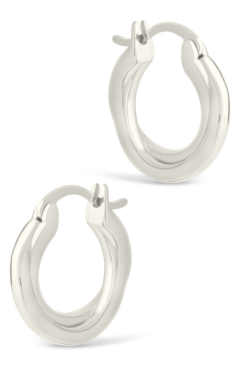 Sterling Forever Janice Twisted Huggie Hoop Earrings, Alternate, color, Silver