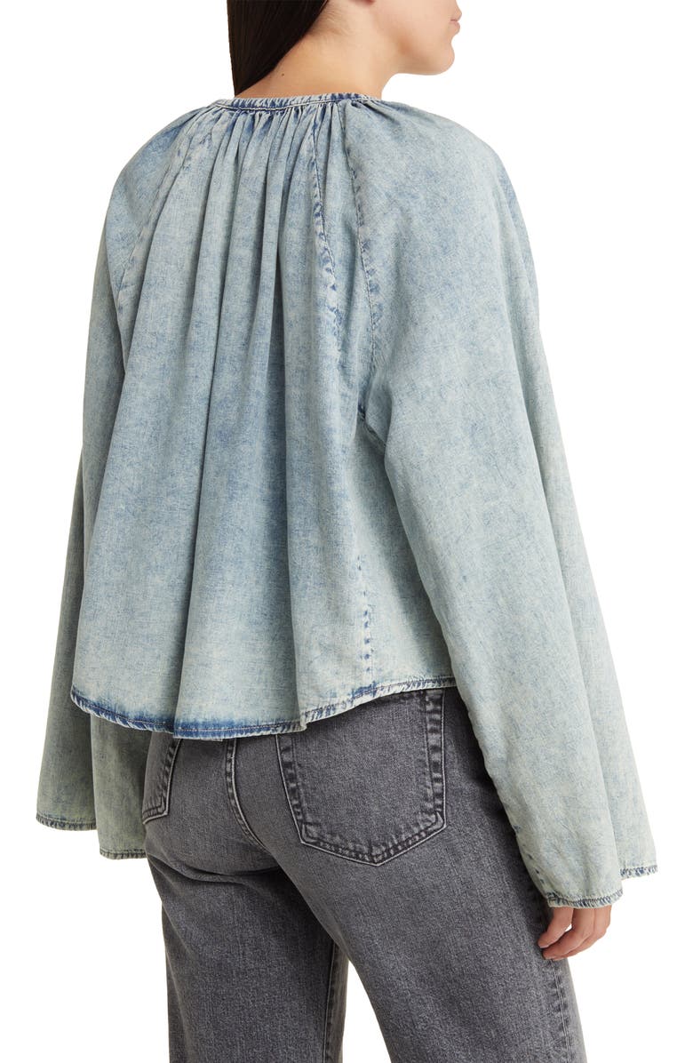 FRAME Tie Neck Denim Top, Alternate, color, Aries