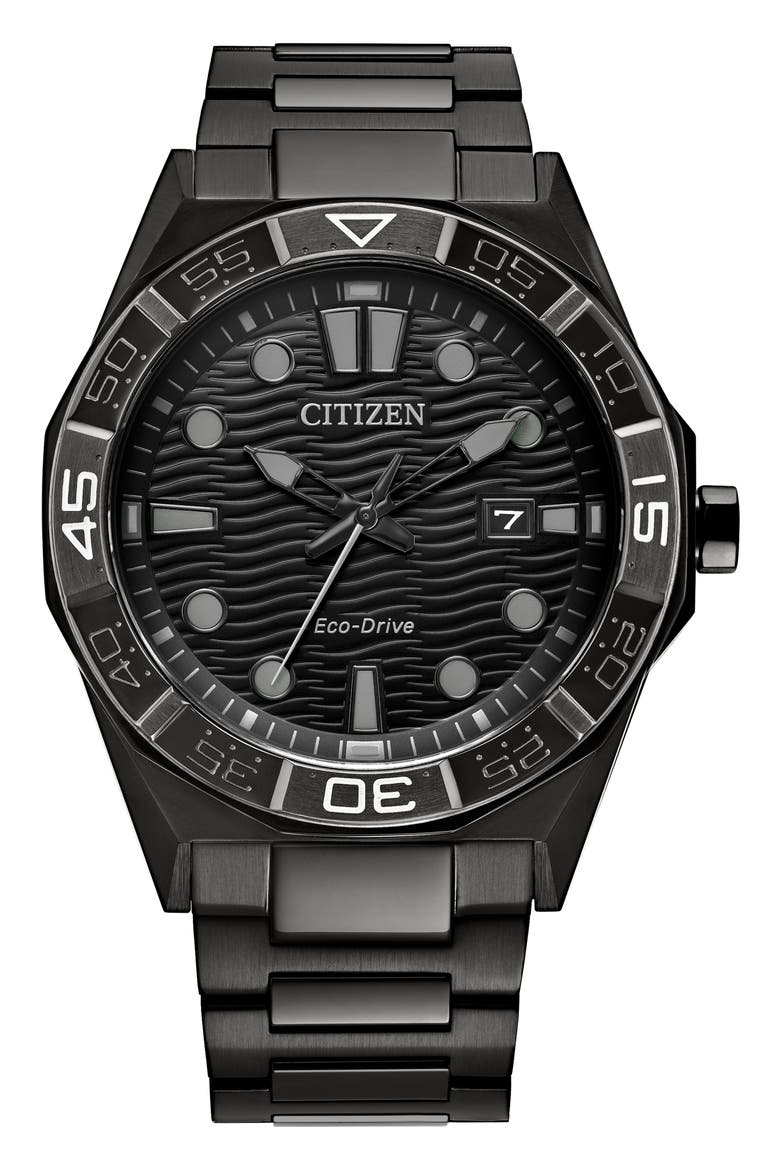 Brycen Eco-Drive Bracelet Watch, 42mm, Main, color, BLACK