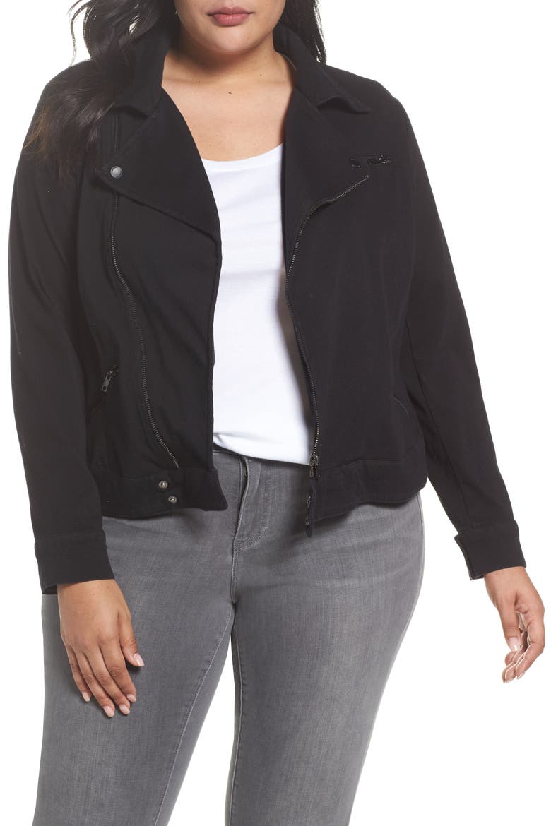 Zip Knit Moto Jacket, Main, color, BLACK
