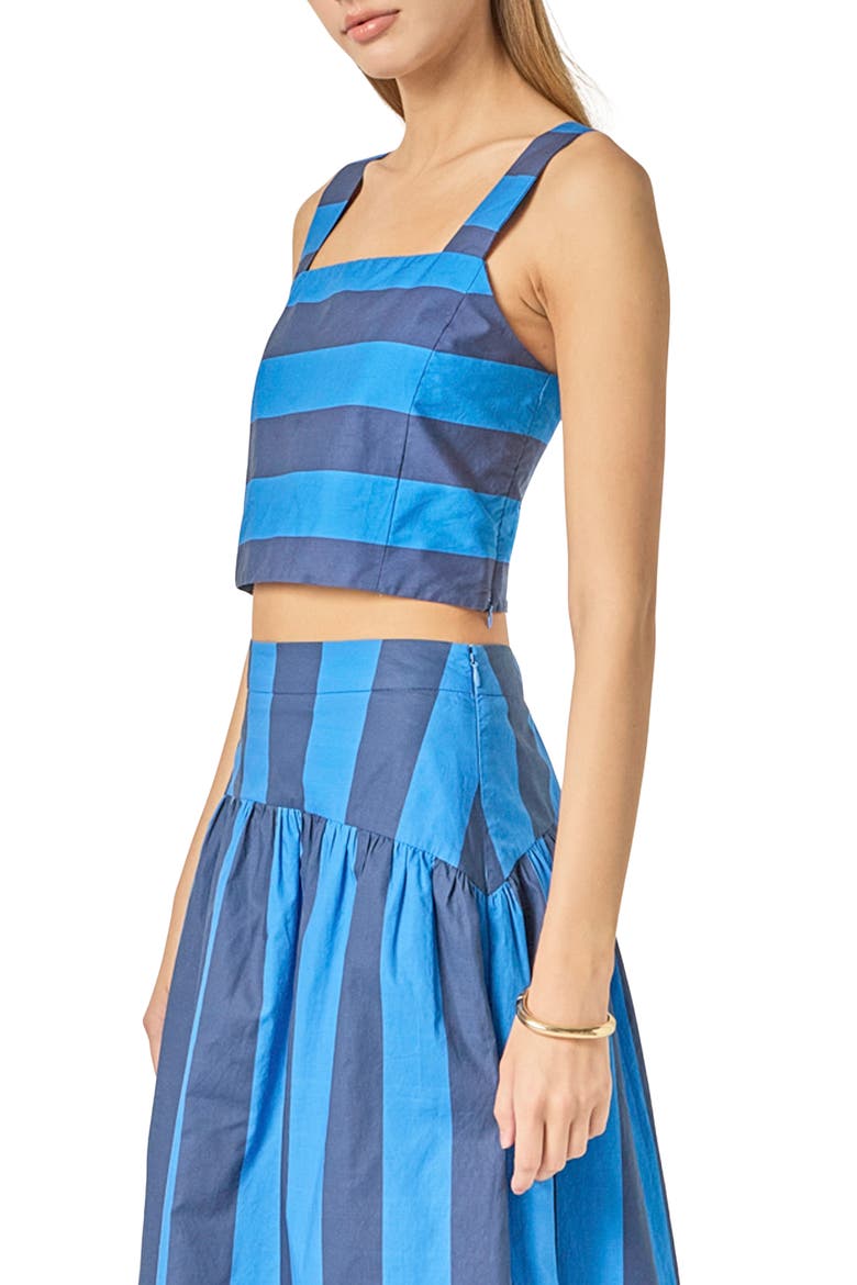 Striped Cotton Crop Top, Alternate, color, CORNFLOWER/ NAVY BLUE