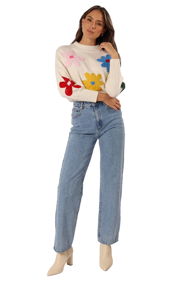 Petal & Pup Raelynn Embroidered Flower Sweater, Alternate, color, Cream