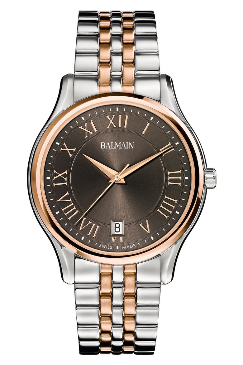 Classic R Two-Tone Bracelet Watch, Main, color, STAINLESS STEEL/ ROSE GOLD
