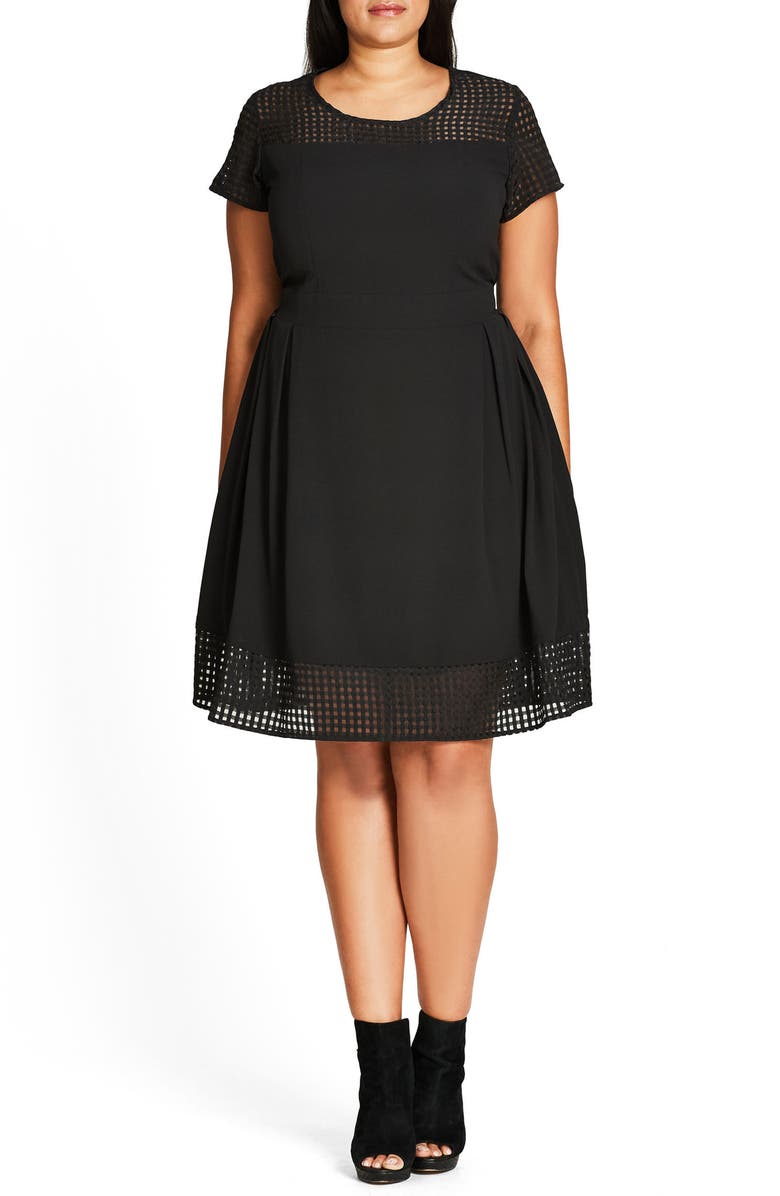 City Chic Sweet Texture Fit & Flare Dress, Alternate, color,