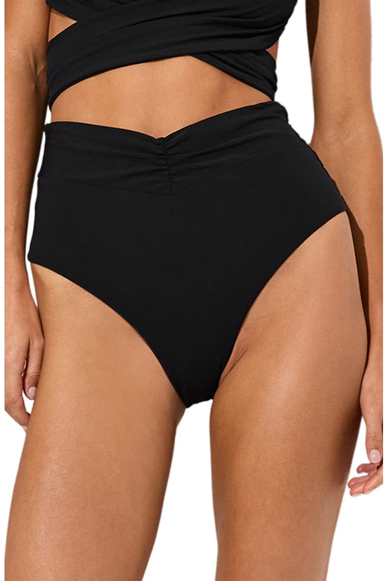 Maisie High Waist Bikini Bottoms, Main, color, BLACK