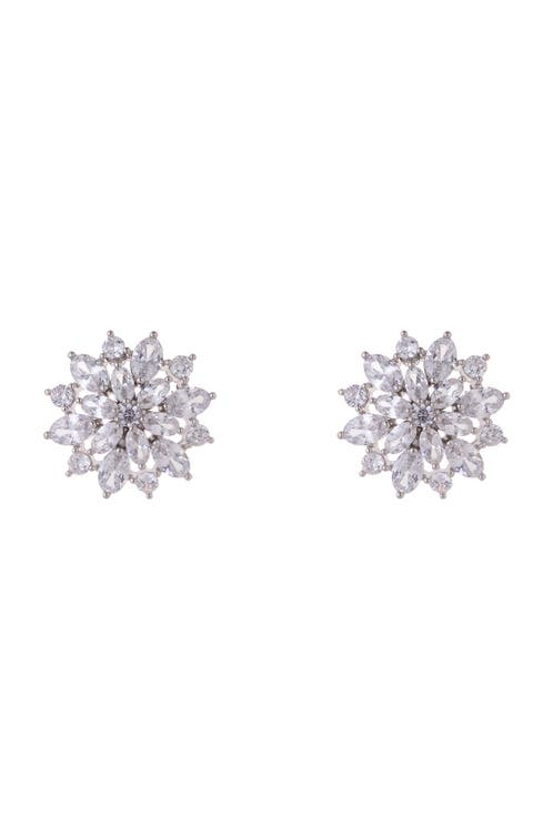 Cubic Zirconia Floral Stud Earrings