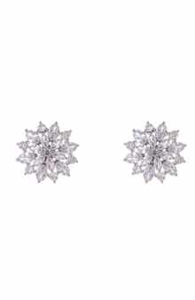 ZAXIE By Stefanie Taylor Cubic Zirconia Floral Stud Earrings