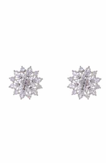 ZAXIE By Stefanie Taylor Cubic Zirconia Floral Stud Earrings