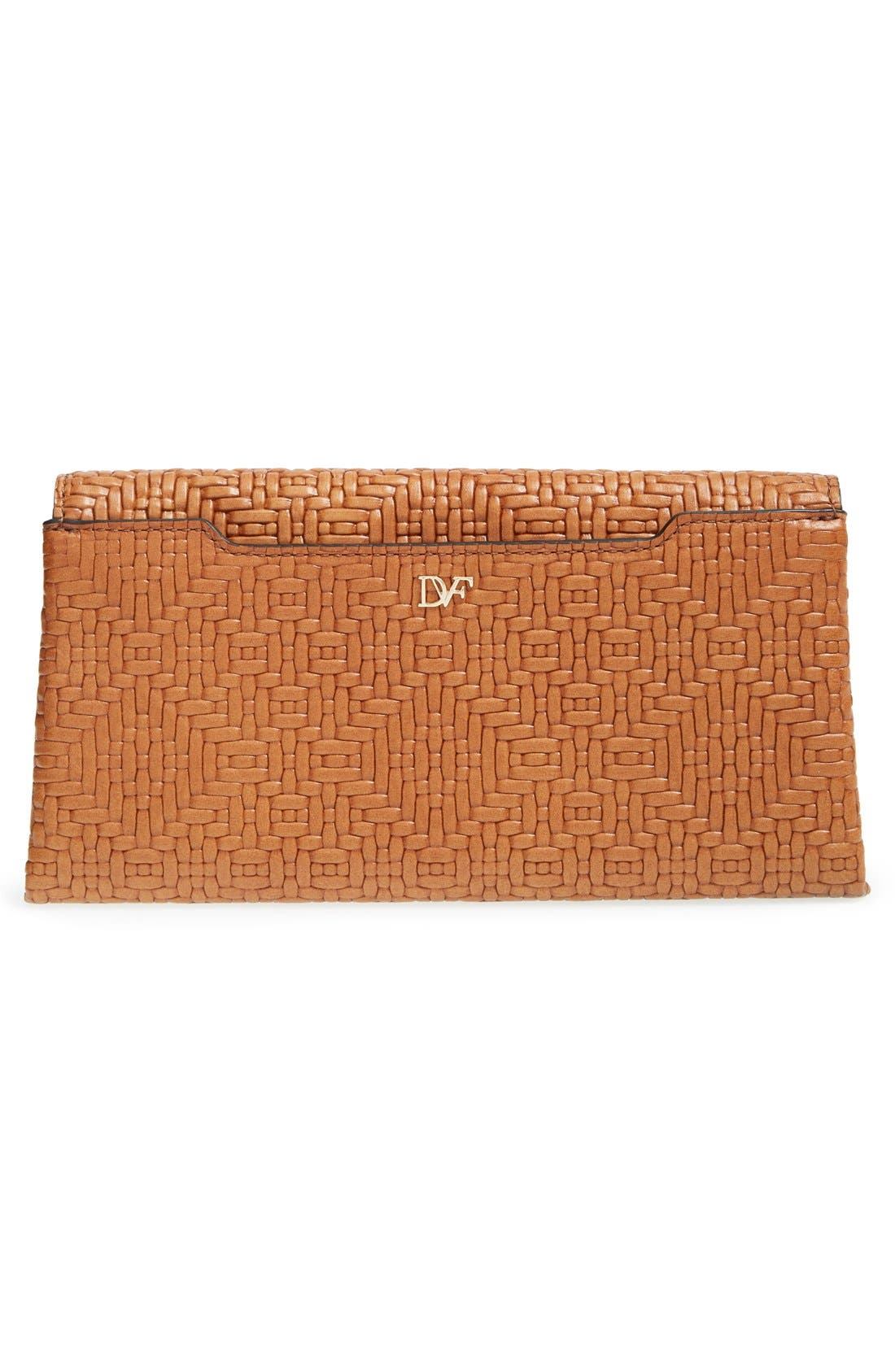 '440 - Weave' Embossed Leather Envelope Clutch, Alternate, color, LUGGAGE
