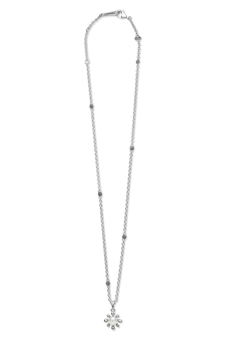 Luna Fleur Freshwater Pearl Pendant Necklace, Alternate, color, SILVER