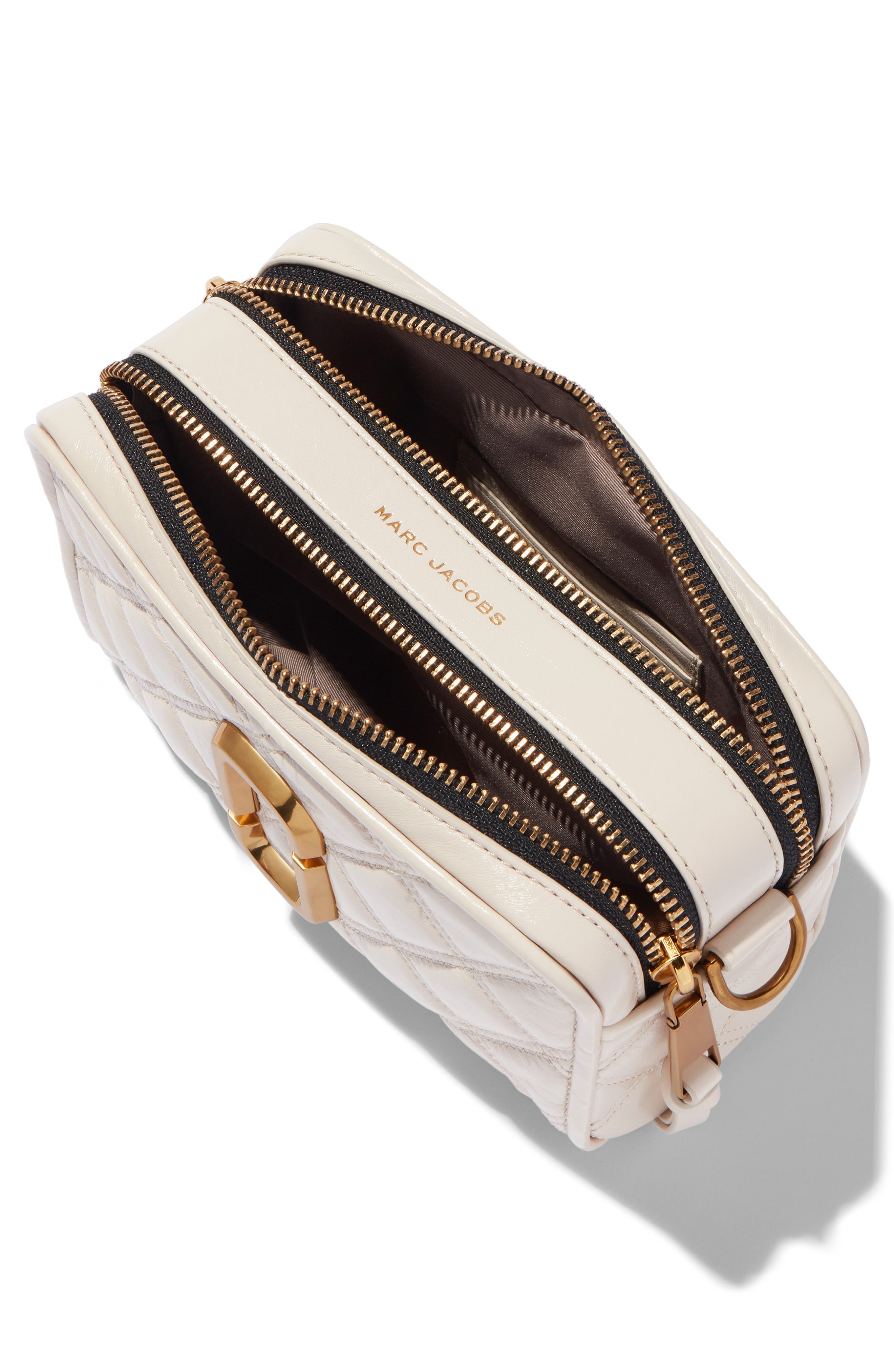 The Marc Jacobs The Softshot 21 Quilted Leather Crossbody Bag, Alternate, color, IVORY