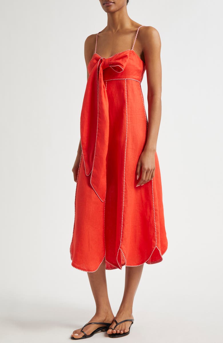 FARM Rio Sleeveless Linen Maxi Dress, Alternate, color, Dark Red