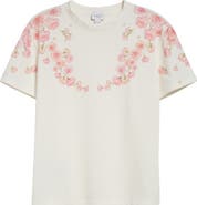Giambattista Valli Carnation Embroidered Cotton T-Shirt