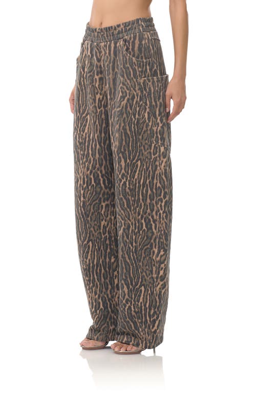 Afrm Rhett Leopard Print Carpenter Jeans In Gray