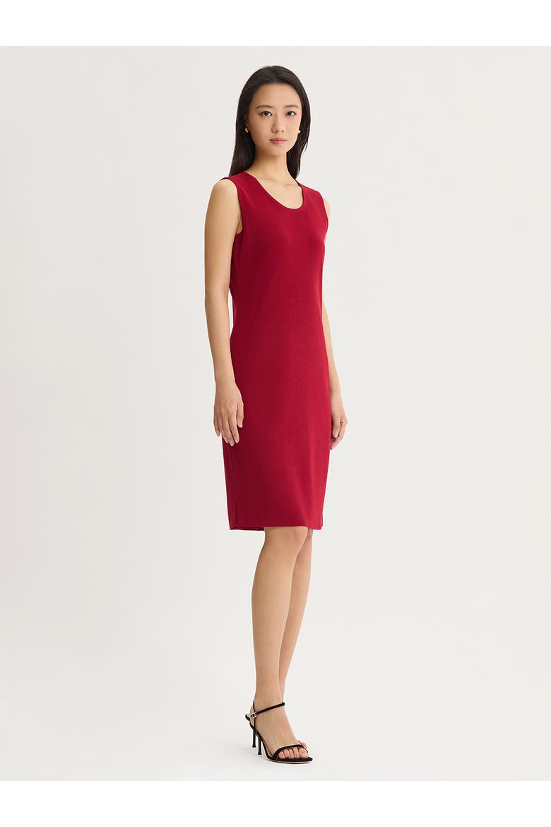 Sleeveless Sheath Knit Dress, Alternate, color, Scarlet Red