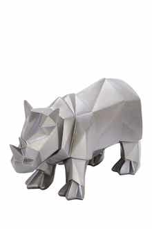 COSMO BY COSMOPOLITAN Silver Polystone Modern Rhino Sculpture