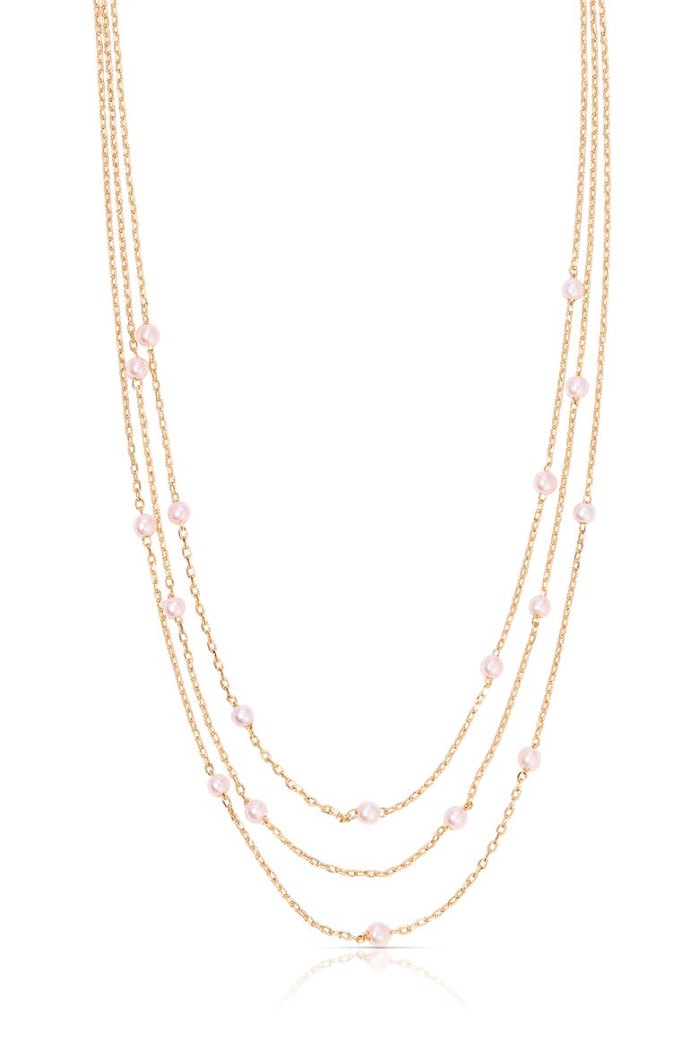 Perfect Pink Layered Imitaiton Pearl Station Necklace, Main, color, PINK