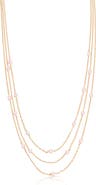 Ettika Perfect Pink Layered Imitaiton Pearl Station Necklace