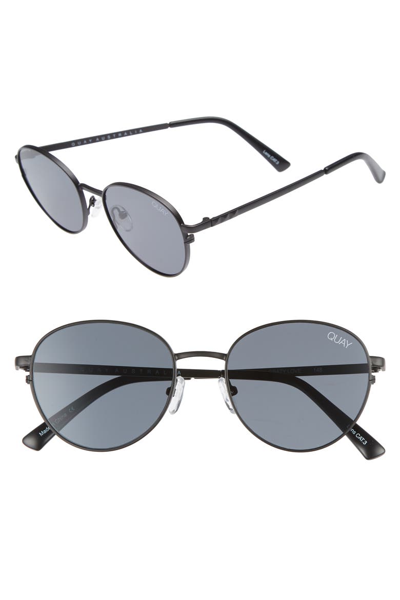 Australia Crazy Love 45mm Round Sunglasses, Main, color, BLACK/ SMOKE