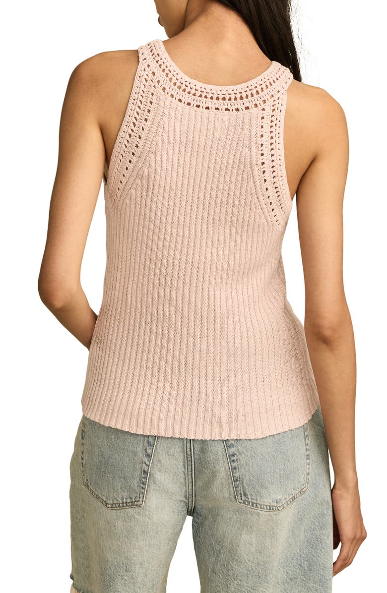 Lucky Brand Open Stitch Trim Linen & Cotton Sweater Tank, Alternate, color, 