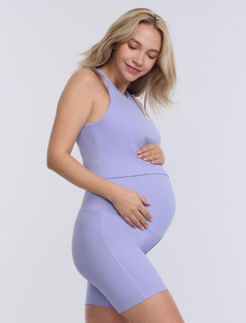 Motherhood Maternity Over The Belly 6 1/2" Maternity Biker Short In Sweet Lavender