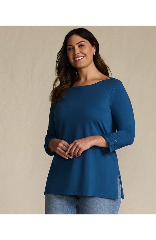 Lands' End Relaxed Supima Cotton Long Sleeve Crew Neck T-shirt In Blue