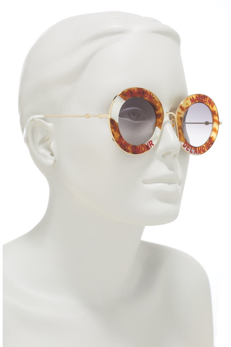 Maison Del'Amour 44mm Round Sunglasses, Alternate, color, HAVANA GOLD GREY