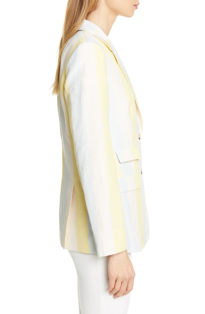 Tory Burch Stripe Silk & Linen Blazer, Alternate, color, 