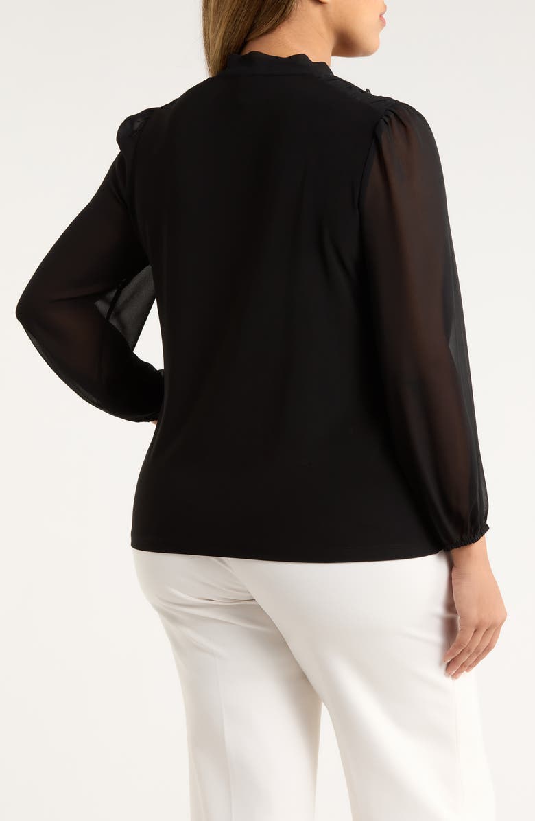 Anne Klein Tie Neck Long Sleeve Woven Shirt, Alternate, color, Anne Black