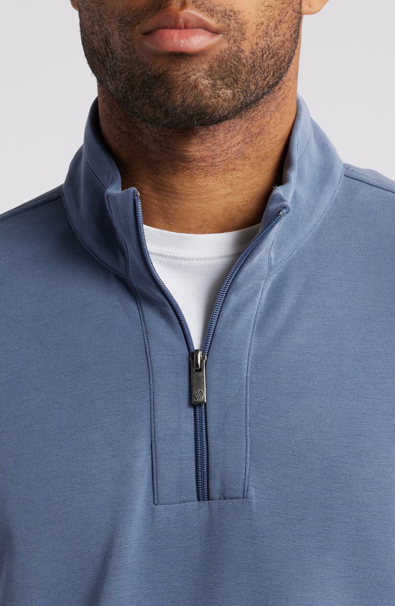 Johnston & Murphy Vintage Wash Quarter Zip Top, Alternate, color, Blue