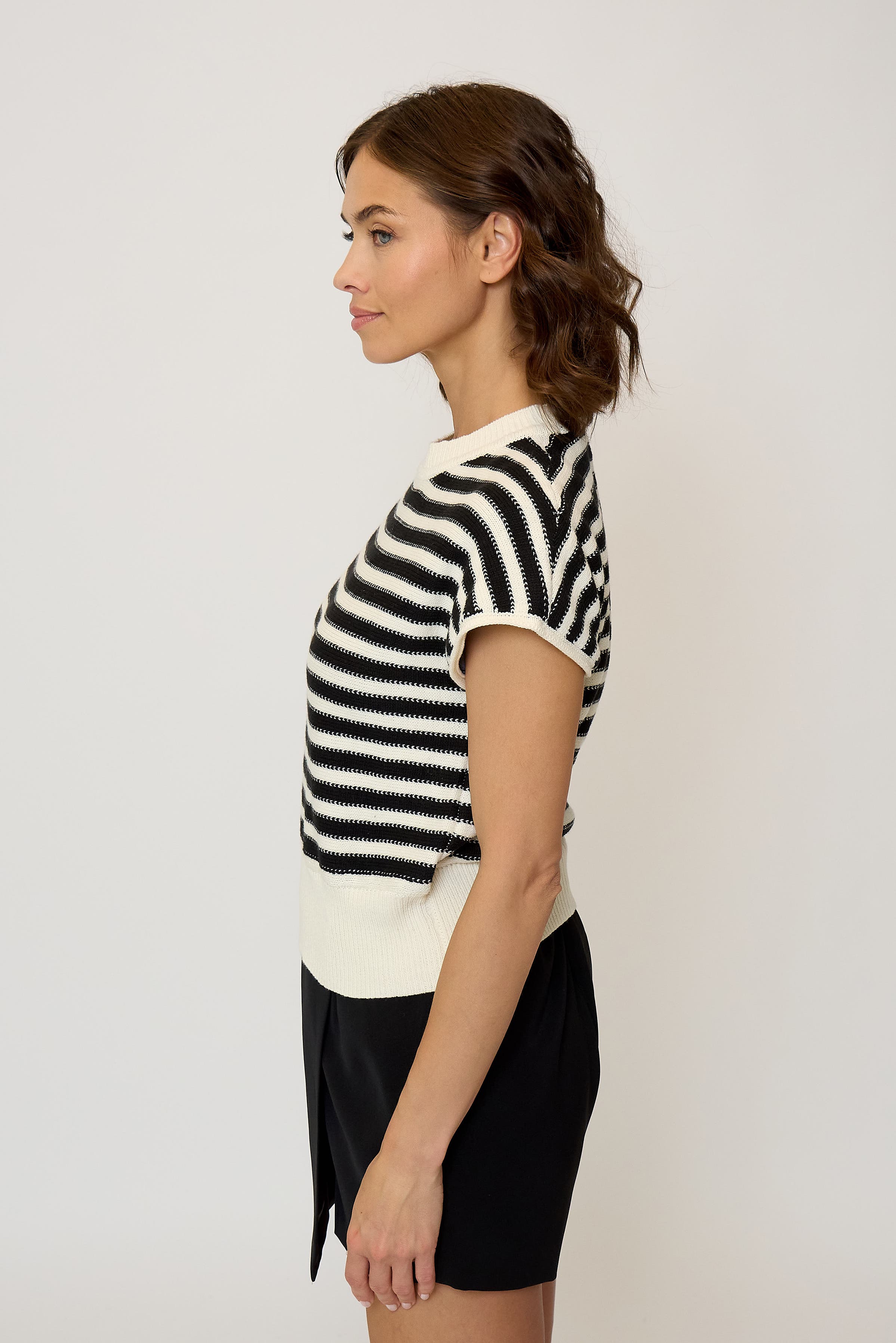 Women's Olive Striped Stitch Dolman Top - image 2